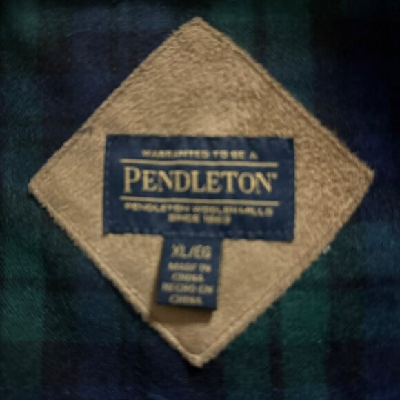Pendleton Sherpa Fleece Jacket XL Navy Blue Zip Front Plaid Trim Cozy Soft Warm - Picture 4 of 10